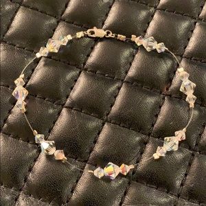 Vintage Sterling Silver & Swarovski AB Crystal Invisible Cord Bracelet